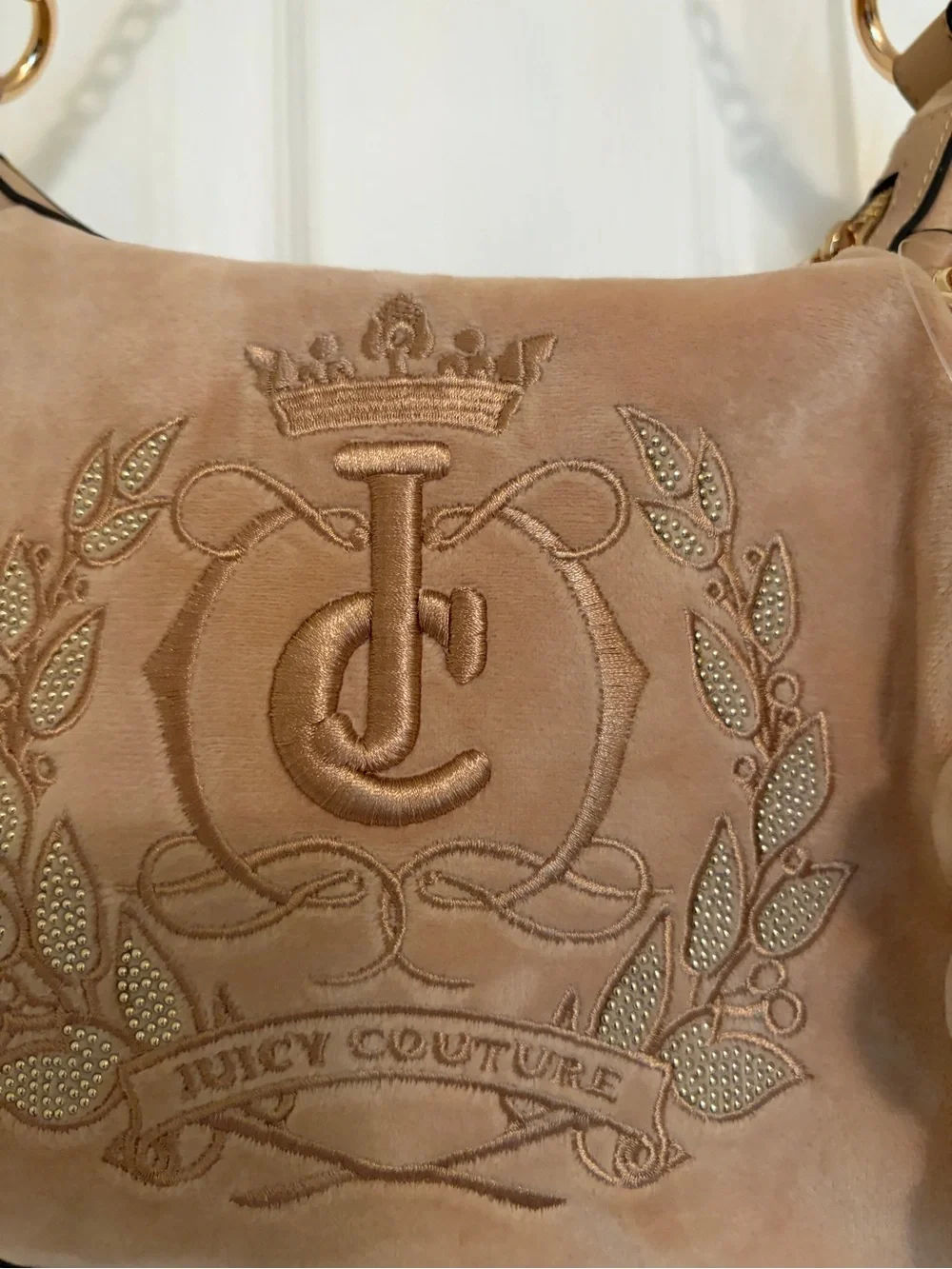 Juicy Couture Beige Embroidered Shoulder Bag‎
